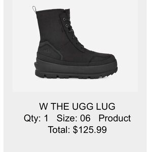 UGG Lug Lace-Up Boots – Black | Size 6 | Chunky Platform
